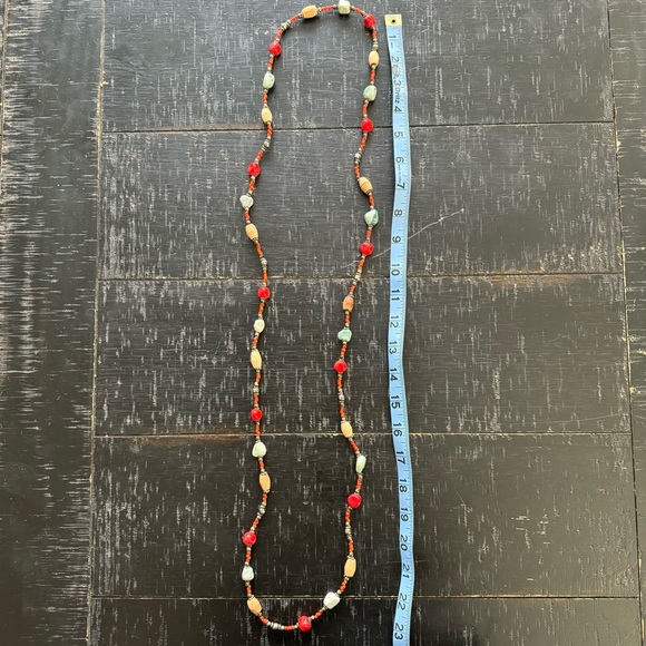 Long Orange Beaded Necklace - Picture 3 of 3